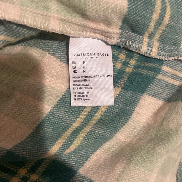 American Eagle Cropped Green Flannel 100% Cotton - Picture 6 of 6